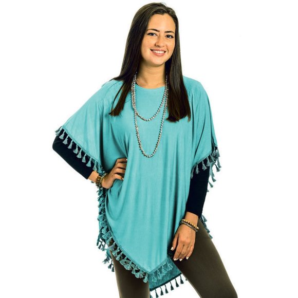 Comfy Poncho – Aqua - Picture 1 of 1